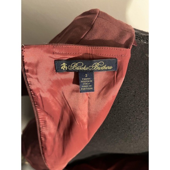 Brooks Brothers Dress Womens 2 Burgundy Wool‎ Blend Sheath Square Neck Office - Picture 9 of 16